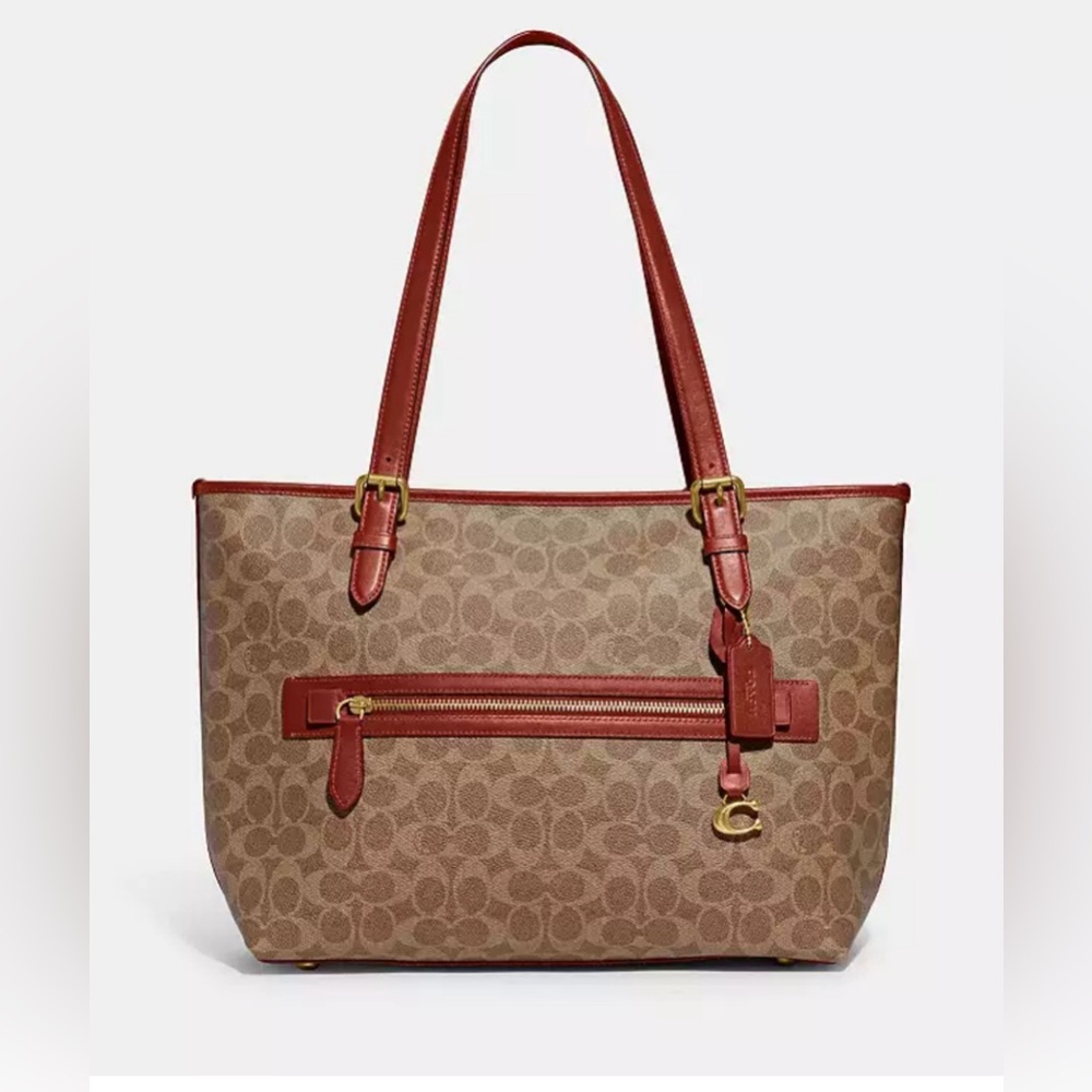 Coach Brown and Red Signature Tote